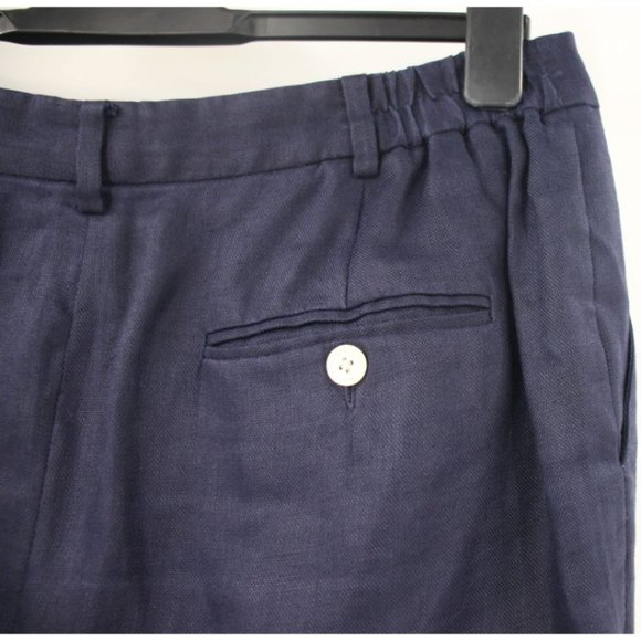 Lauren Ralph Lauren‎ Women W34 Flat front silk linen pants navy blue pockets - Picture 6 of 11